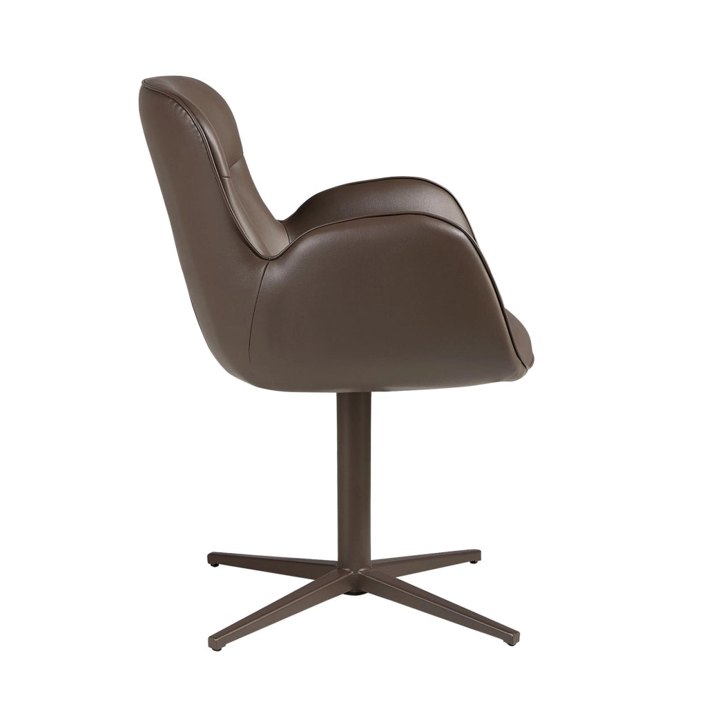 Sedia girevole in similpelle color marrone cioccolato