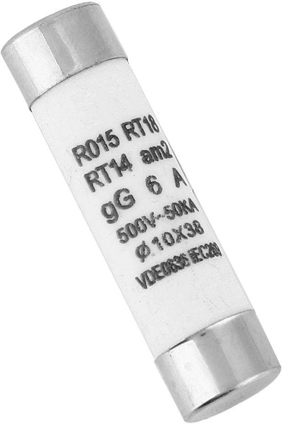 Dispositivo elettrotermico con alta capacità di rottura - Apparecchio elettrotermico fuso con indicatore - Formato 10X38 - Cilindro fusibile 6A - Adatto per 380-500V