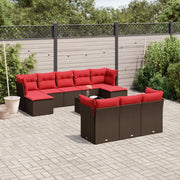Set Divani da Giardino 11 pz con Cuscini Marrone in Polyrattan 3218344