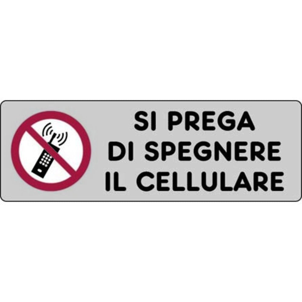 ETICHETTA 'SI PREGA DI SPEGNERE I TEL. CELLULARI' 15x5 cm - 10 pezzi