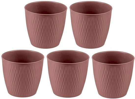 Set di 5 vasi per piante - versatile e stile - rossobruno - plastica