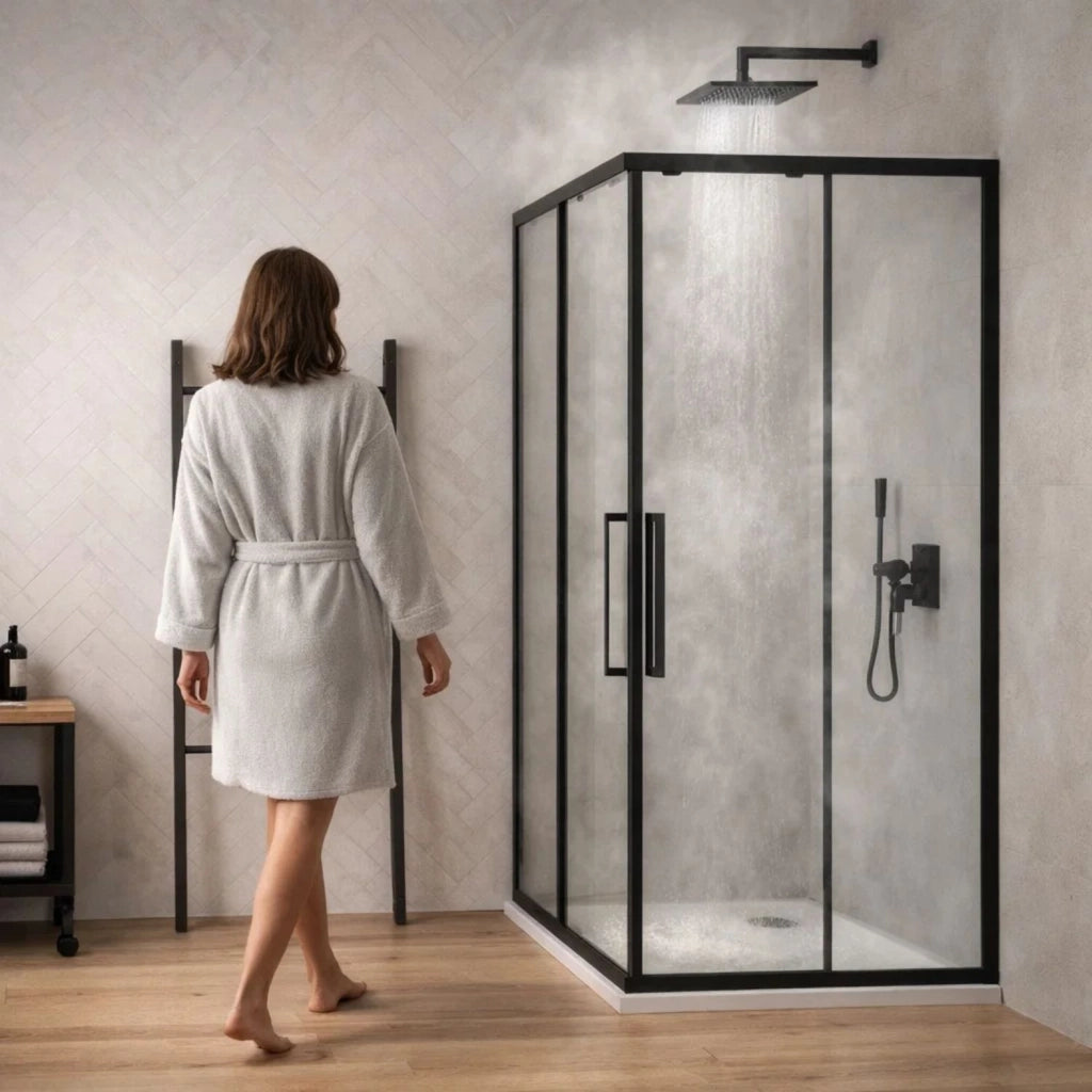 Cabina doccia angolare corner black cristallo 6 mm 70x140x195 cm