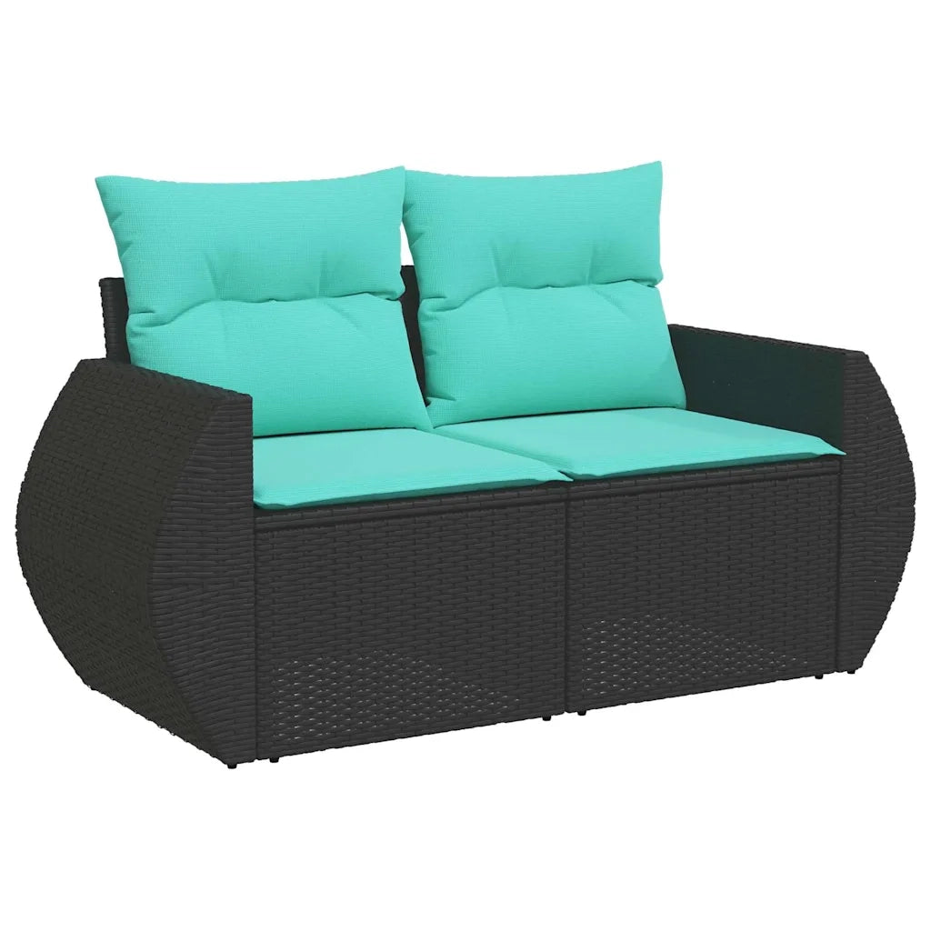 Set Divani da Giardino 7 pz con Cuscini Nero in Polyrattan 3221606