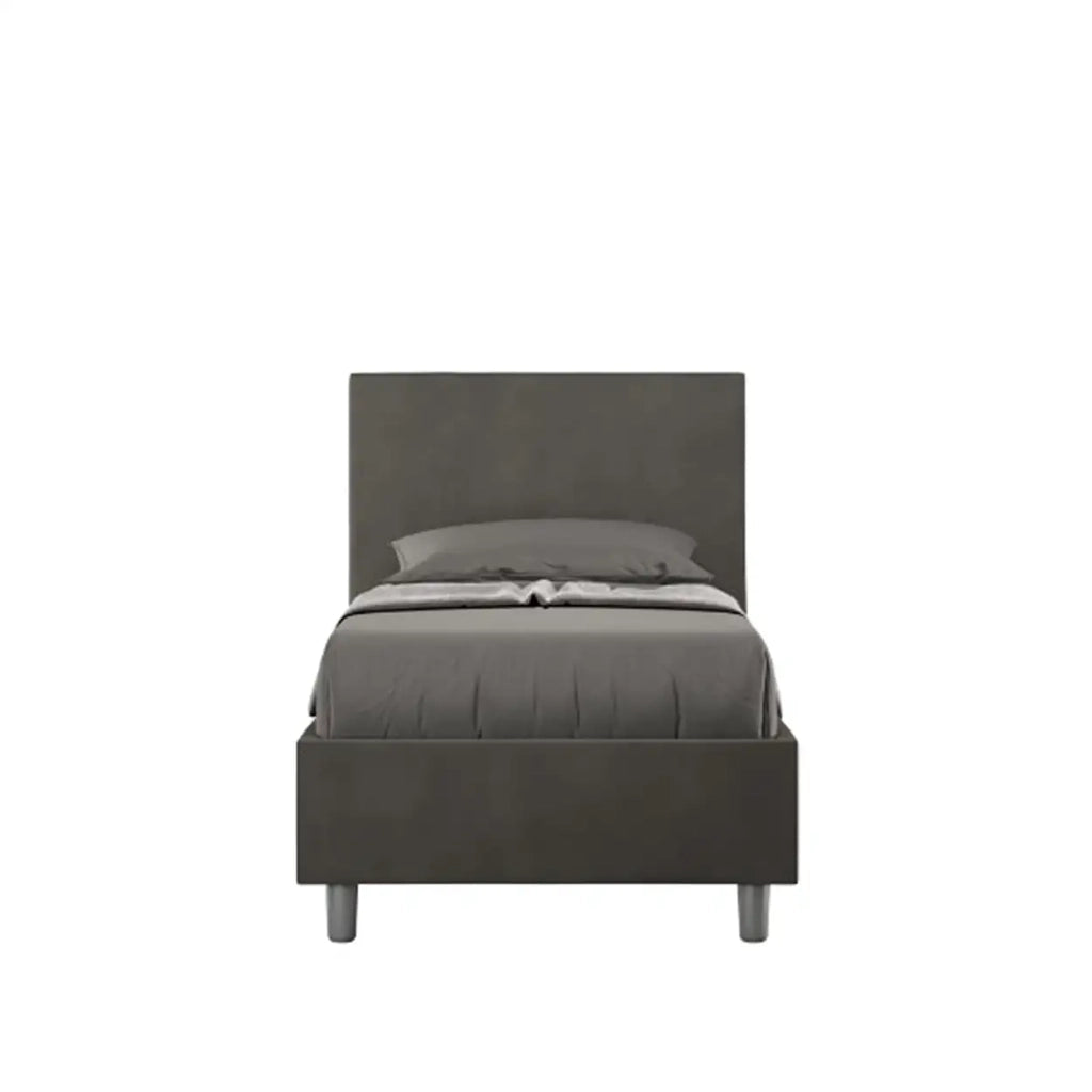 Letto singolo senza rete imbottito 80x190 microfibra grigio Adele