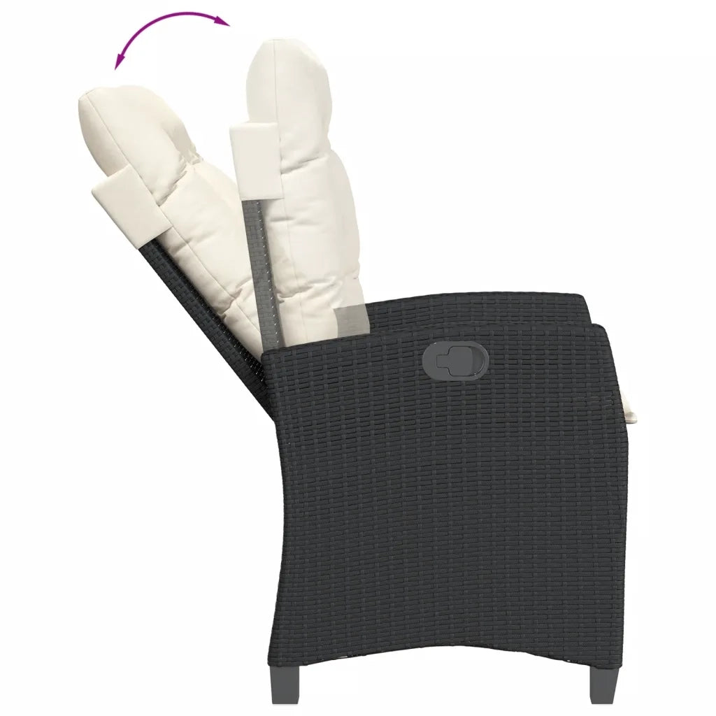Set da Pranzo da Giardino 9 pz con Cuscini Nero in Polyrattan 3212633