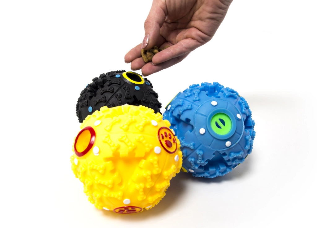 Gioco Pet Ball Con Dispender Cibo Crocchette Per Animali Domestici Resistente - Set 3 Pezzi - Multicolor