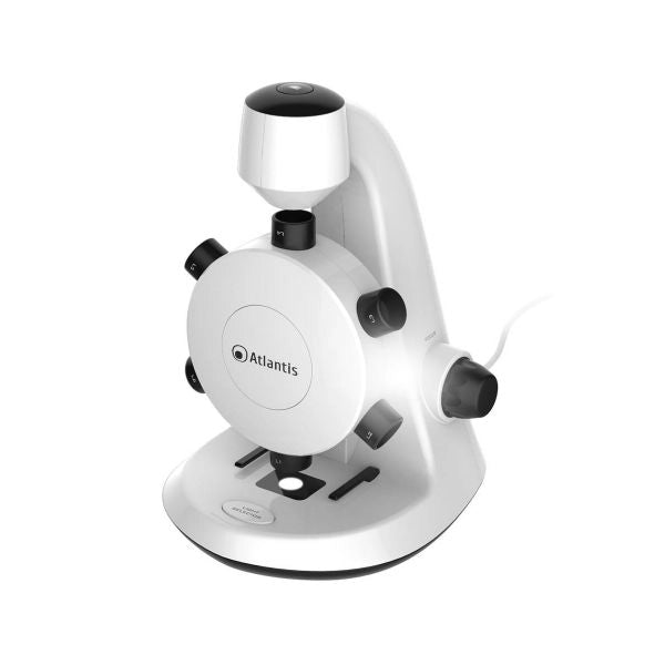 Microscopio digitale atlantis e45-ms737 usb uxga 1600x1200 6 torrette di ingrandimento da 100x a 600x cmos