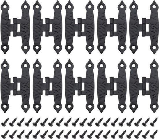 Accessori per armadi in metallo antico - inclusi viti - forma H - accessori per armadi - ferramenta per mobili - per armadi e scatole decorative - scatole in legno - colore nero.