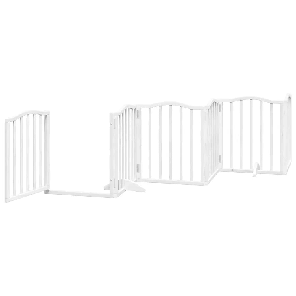 Cancello Cani Porta Pieghevole Bianco 12 Pannelli 600 cm Pioppo 3155592