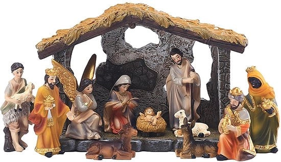 Statua in Bronzo - Nascita di Gesù - Decorazione di Natale - Ornamenti Religiosi - Decorazione Esterna/Interni - Progetto Solido