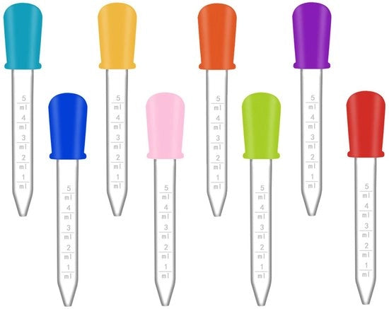 Pipette 5 ml - Materiale Kunststoffo/Silicone - Dispensatore Liquido - 8 Pezzi - Sicuro per l'Alimentazione/BPA Inibito