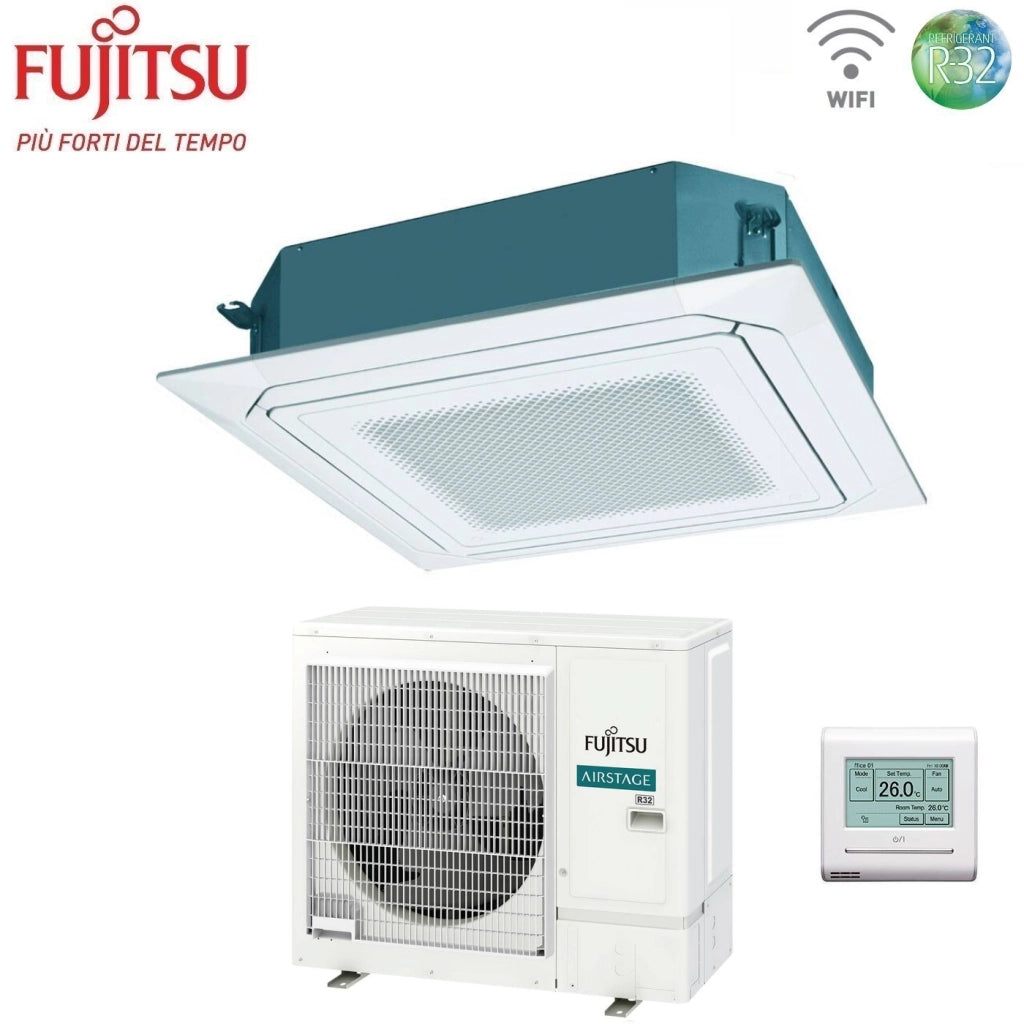 Condizionatore a Cassetta Fujitsu KR Eco Circular Flow White 36000 Btu AUXG36KRLB Monofase R-32 Wi-Fi Optional con Griglia e Filocomando