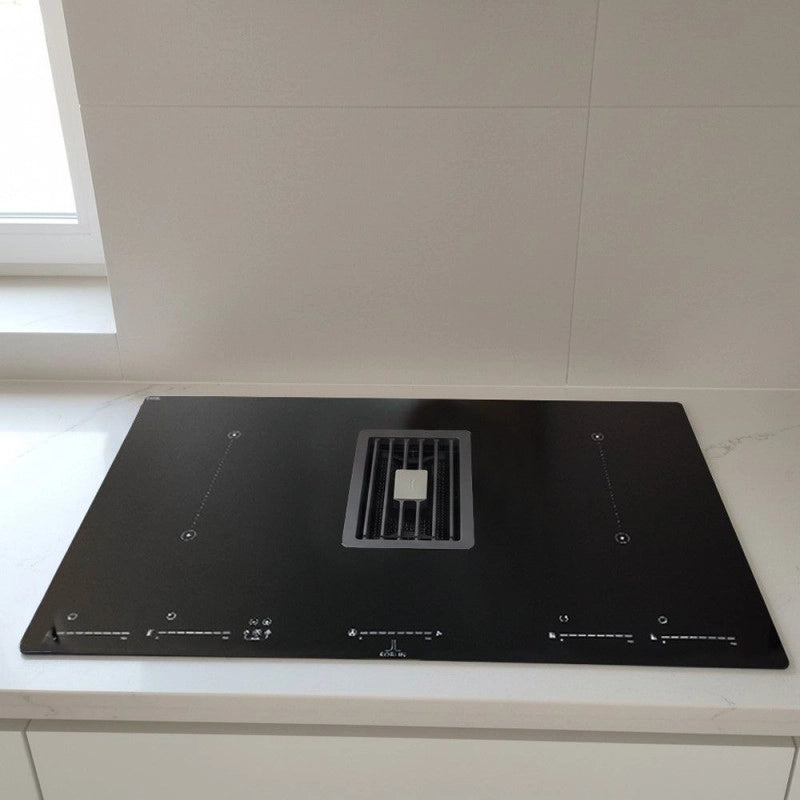Piano cottura con cappa integrata Roblin by Faber Maestro BK Glass NG A830 nero classe A+++