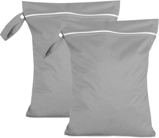 2 pacchi di sacchetti umidi 40 x 30 cm, sacchetti impermeabili per lavaggio grigi, borse riutilizzabili con cerniera, sacchetti umidi piccoli per il nuoto, per i costumi da bagno, per i lenzuoli da spiaggia, per le mutande