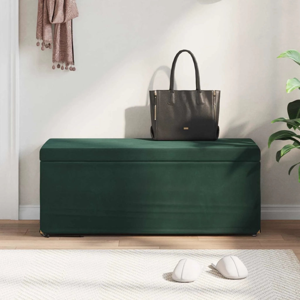 Pouf Verde Scuro Velluto e Legno Ingegnerizzato 876797