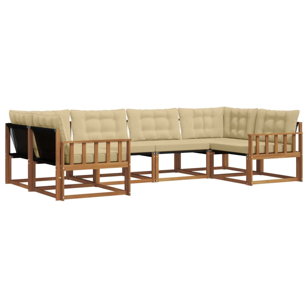 Set di divani da esterno con cuscino 6 pcs Naturale e Beige 3369792