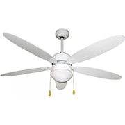 VENTILATORE DA SOFFITTO CON LUCE 5 PALE 130 CM BIANCO 3 VEL COMANDO A CATENELLE