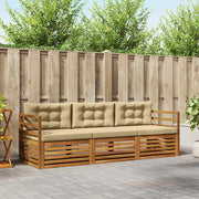 Set di divani da esterno con cuscino 3 pcs Naturale e Beige 3372923