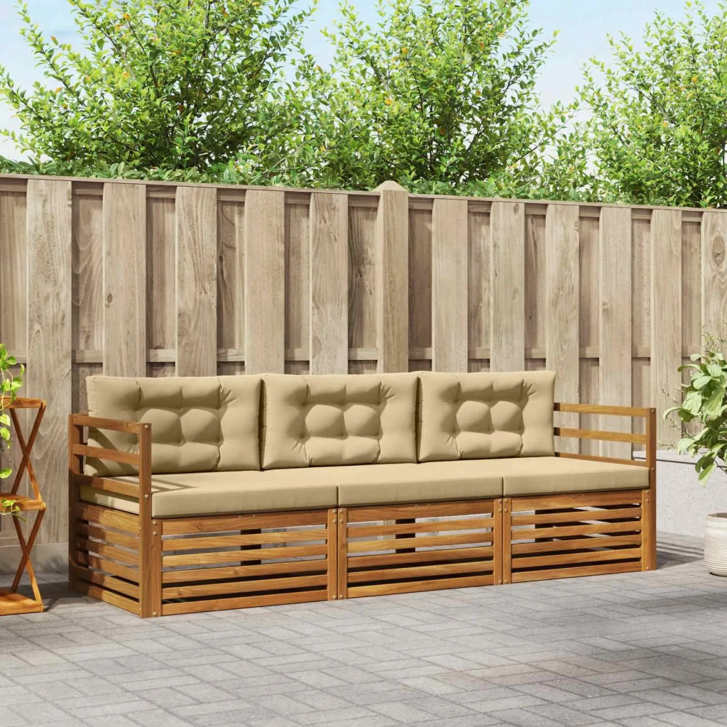 Set di divani da esterno con cuscino 3 pcs Naturale e Beige 3372923