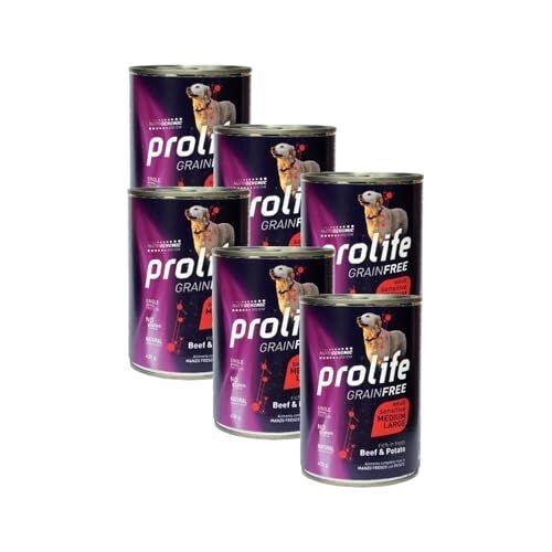 PROLIFE UMIDO CANE 6x400GR ADULT GRAIN FREE MANZO & PATATE MEDIUM/LARGE