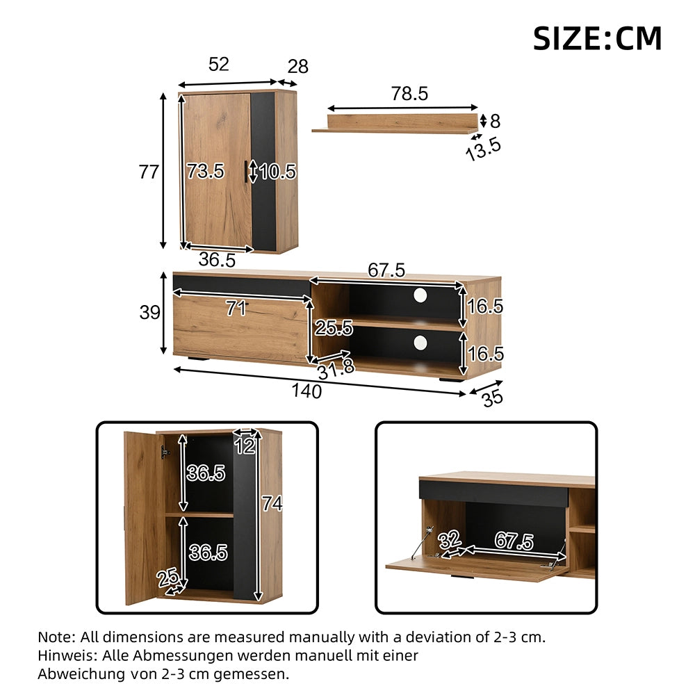Set TV murale - Xylo - 140x35x39 cm 3 pezzi