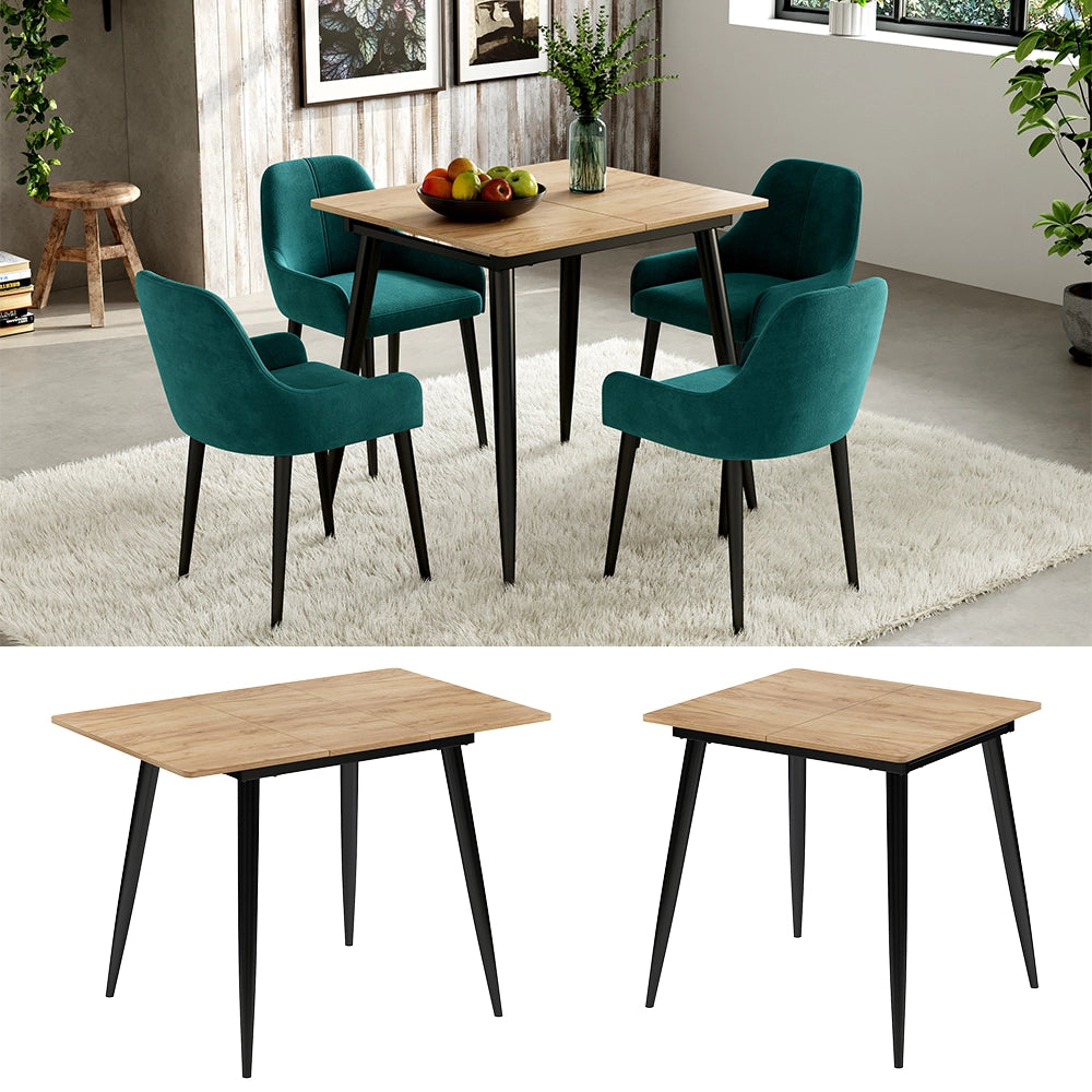 Vicco Tavolo da pranzo Rovere nero/oro 80 x 70 cm Estensibile