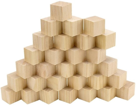 Blocchi in Legno 30 pezzi - 50 x 50 x 50 mm - Cubo in Legno Naturale - Materiale per Artigianato - Progetti di Fai da Te - Adatto per la Pintura con la Fiamma - Cubo per Artigianato