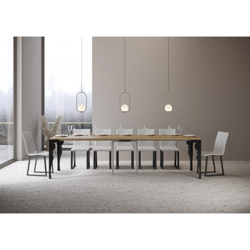 Consolle allungabile 90x40/300 cm Paxon Evolution telaio Antracite - Quercia Natura