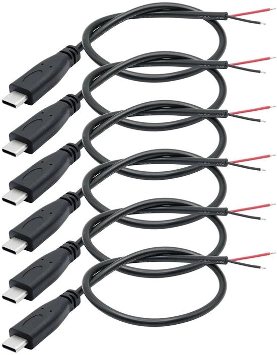 Cavo di collegamento USB-C a 2 pin - 0.25m - 12V 3A - Alta qualità - Flessibile e adatto per uso in elettronica