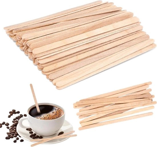 Stecchi di legno per caffè in plastica biodegradabile, 300 pezzi. Ideali per latte, tè e bevande.