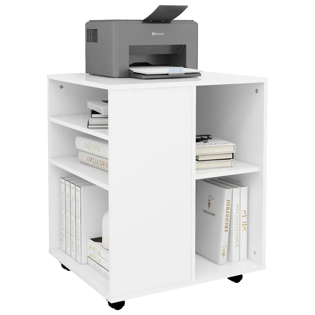 Mobiletto con Ruote Bianco 60x53x72 cm in Legno Multistrato 808458