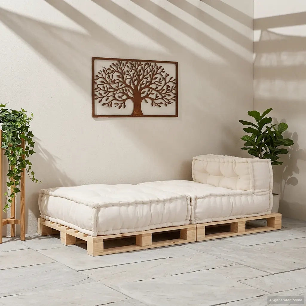 Divano Componibile-Sofa Modulare-Divanetto Crema 70x70x54 in Tessuto 365668
