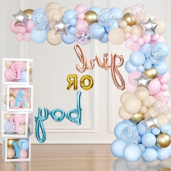 Set di Decorazione - Articoli per Feste - Festa dei Bambini - Completo Inclusivo Lettere - 159 Pezzi - Rosa Blu