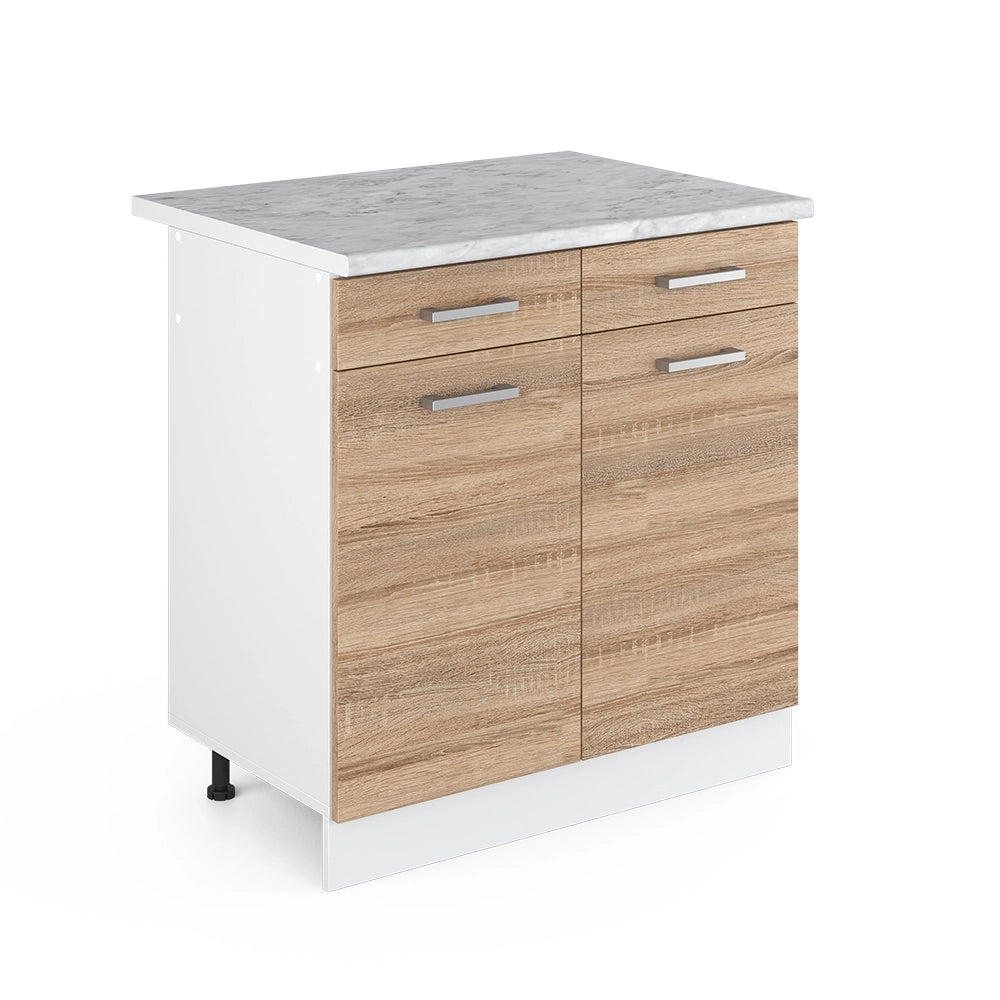 Vicco Base universale Sonoma 80 cm con cassetti e ante, con piano di lavoro