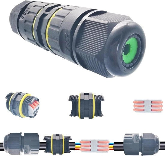 Connettori a cavi per esterno IP68 - 1 pezzo - adatto per cavi di rete - 2/3 vie - connettore per cavo M25 - distanza di giunzione 6-11 mm - connettore per esterno a vite - box elettrica per esterno