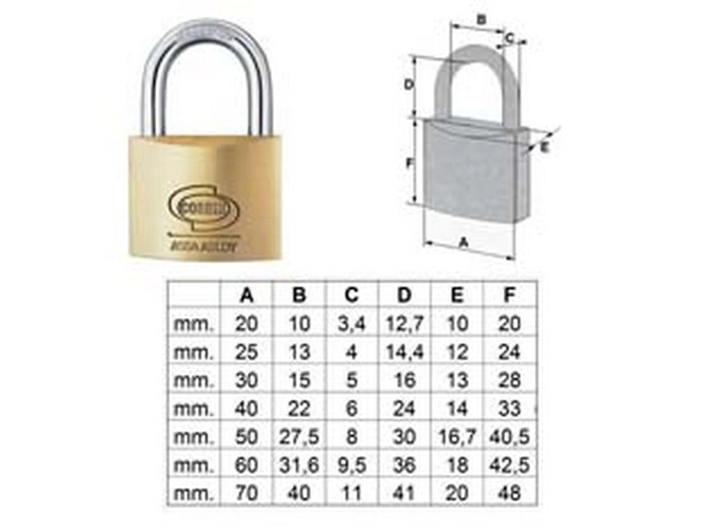 12pz lucchetto ottone arco normale prium pl110 - mm.30 (pl1103000) cod:ferx.fer172066