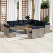 Set Divani da Giardino 14pz con Cuscini in Polyrattan Grigio 3256271