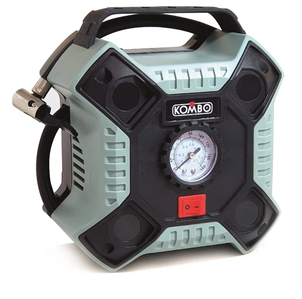 COMPRESSORE ELETTRICO PORTATILE  DA 12V CON 3 ADATTATORI E CAVO DA 3 MT PRESSIONE MAX: 160PSI/11BAR  OKP