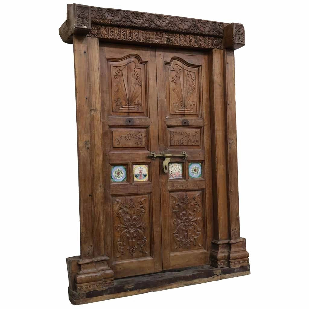 Porta in legno marrone 145x37x218h cm