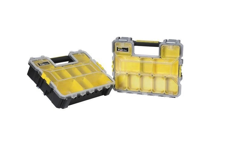 Stanley 1-97-521 FatMax Organizer Porta Minuteria con 10 Vaschette Asportabili Cerniere Laterali per Aggancio Verticale colore Giallo
