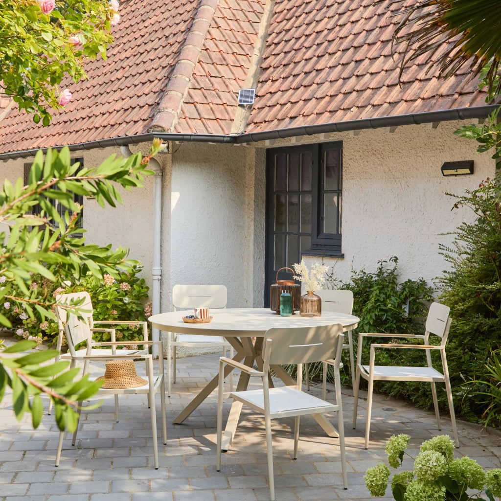 Set 4 sedie da giardino in alluminio e textilene, beige