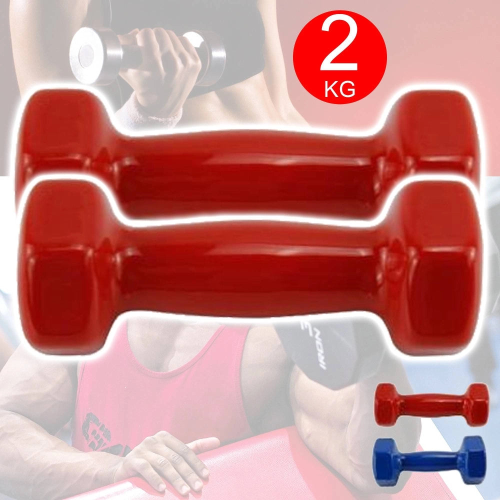 Trade Shop - Coppia Di Manubri In Vinile Da 2kg Ognuno Manubri Pesi Palestra Fitness Sport -