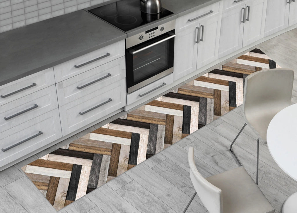 Tappeto Passatoia Cucina Antiscivolo Stampa Digitale Dis. Listelli Legno - 50x280 - Legno