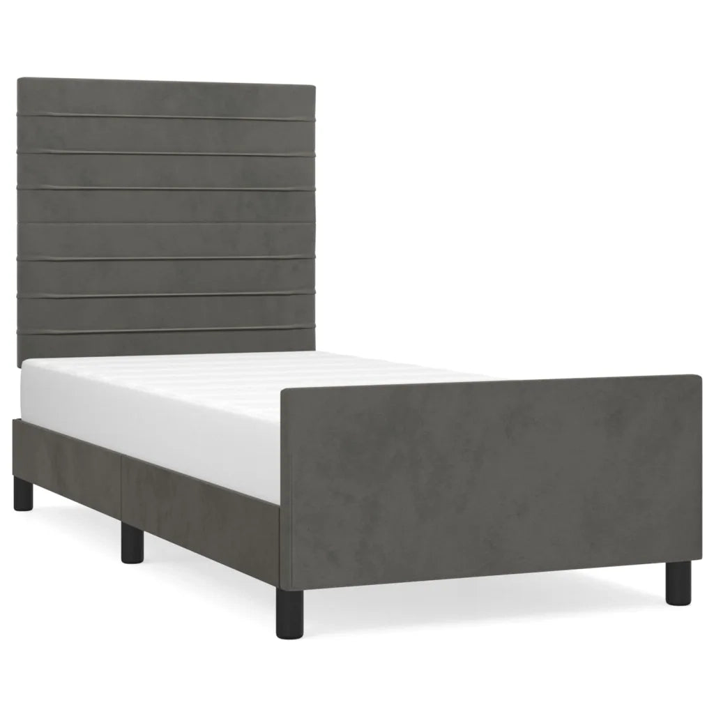 Letto singolo | Letto per adulti | Giroletto senza Materasso Grigio Scuro 80x200 cm Velluto