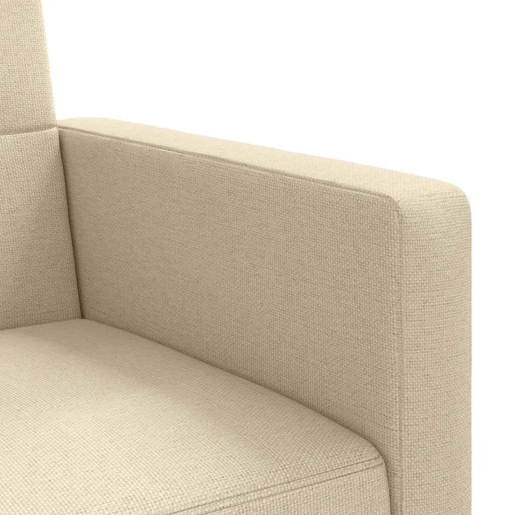 Divano Letto con Cuscini Crema in Tessuto 351878