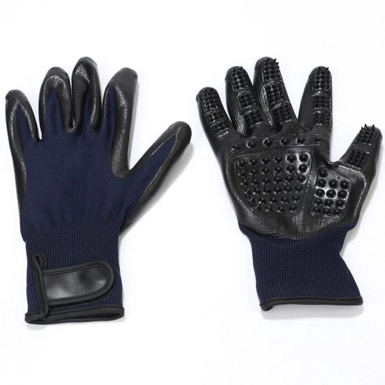 Manopole per l'assistenza degli animali domestici - Manopole in gomma - Set di spazzole morbide per rasatura - Nero - Adatti per cani e gatti...