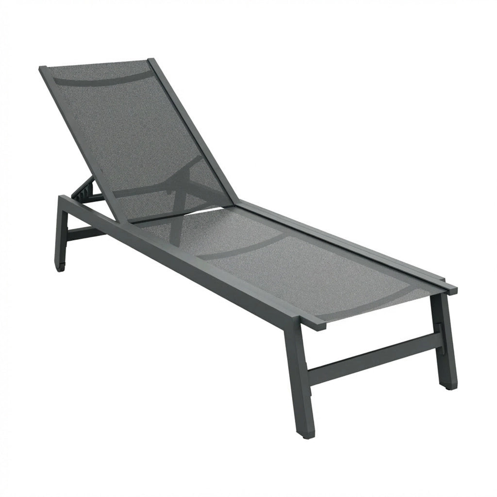 Nilo - Lettino Prendisole da Giardino Mare Piscina 192x55x30 cm in Alluminio e Textilene Antracite