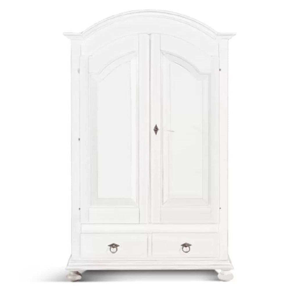 Armadio cappello tondo bianco opaco shabby 125x60x200 (1245) - Mobili 2G