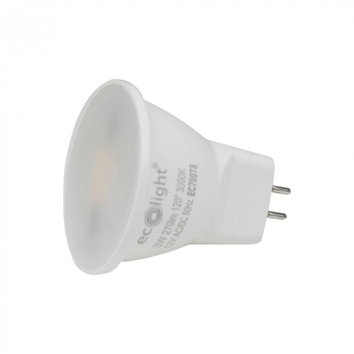 Lampadina LED anti-sfarfallio MR11 3W 12V 3000K 270lm Ecolight