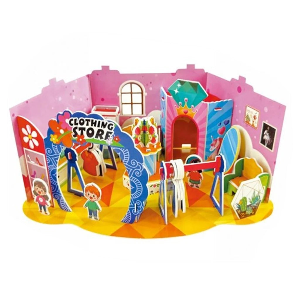 Trade Shop - Puzzle 3d Forma Negozio Abbigliamento In Miniatura Per Bambini Costruzione Fai Da Te 32404 -